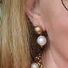 Boucles d'Oreilles Milë Mila Perle Blanche et Perle Boule Dorée MILË MILA