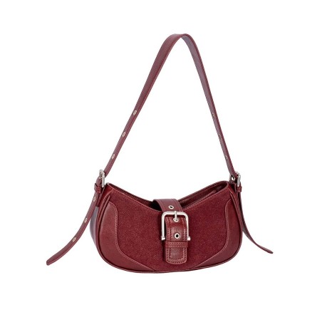 Sac Porte Epaule Forme Baguette Bordeaux DAVID JONES