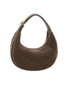Sac Porte Epaule Forme Croissant Fourrure Teddy Chocolat ou Blanc Cassé DAVID JONES