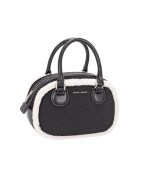 Sac à Main Bordure Mouton Noir ou Taupe DAVID JONES