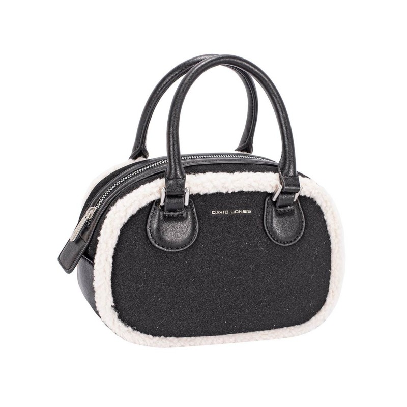 Sac à Main Bordure Mouton Noir ou Taupe DAVID JONES