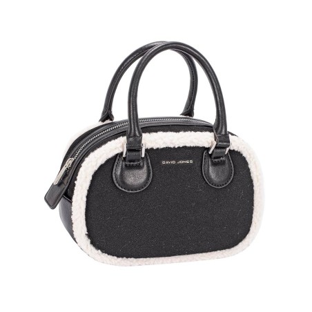 Sac à Main Bordure Mouton Noir ou Taupe DAVID JONES