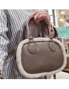 Sac à Main Bordure Mouton Noir ou Taupe DAVID JONES