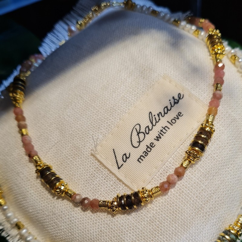 Collier Alfred en Rhodochrosite LA BALINAISE