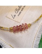 Collier Asana en Peitersite et Quartz Rose LA BALINAISE