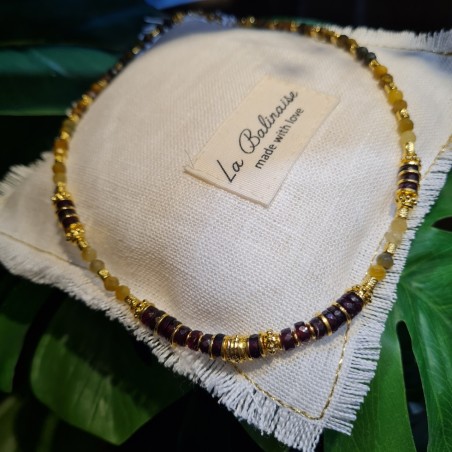 Collier Oscar en Peitersite et Grenat LA BALINAISE