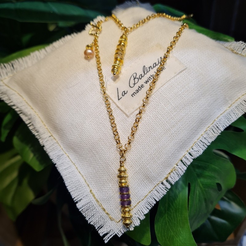 Collier Amulette en Améthystes LA BALINAISE