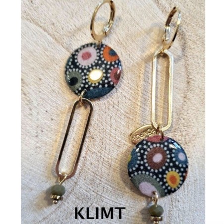 Boucles d'Oreilles Assymétriques Fifi Motif Klimt MISS POMPON