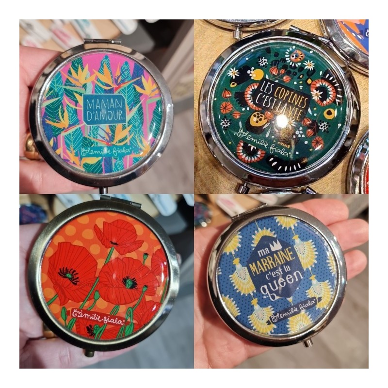 Miroir de Sac Coloré de Créateur Double Face LES JOLIES D'EMILIE