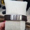 Bracelet Cuir Plat Deux Rangs Homme SABLE CHAUD