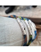 Bracelet Cordon Couleur et Elément Acier Homme SABLE CHAUD