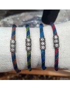 Bracelet Cordon Couleur et Elément Acier Homme SABLE CHAUD