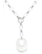 Collier Argenté Forme Y Vere Gala en Résine Transparente et Pendentif en Métal Argenté ATELIER BLOW BIJOUX