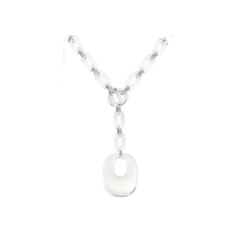 Collier Argenté Forme Y Vere Gala en Résine Transparente et Pendentif en Métal Argenté ATELIER BLOW BIJOUX