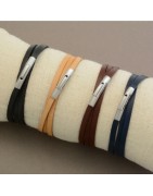 Bracelet Cuir Plat Triple Tour Homme SABLE CHAUD