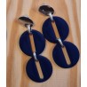 Boucles d'Oreilles Bianca Twin Métal Argenté et Résine Bleue Marine ATELIER BLOW BIJOUX