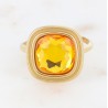Bague en Acier Doré et Cristal Carré, Réglable BOHM