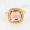 Bague en Acier Doré et Cristal Carré, Réglable BOHM