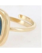 Bague en Acier Doré et Cristal Carré, Réglable BOHM