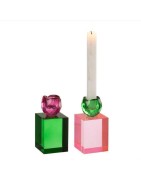 Bougeoir Pop Art Cristal,  Vert et Rose J LINE by JOLIPA