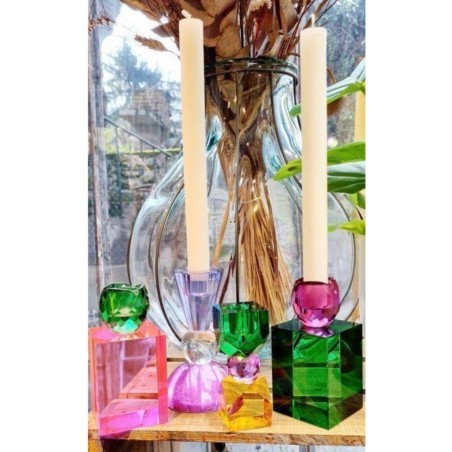 Bougeoir Pop Art Cristal,  Vert et Rose J LINE by JOLIPA