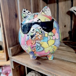 Grande Tirelire Pop Art en Céramique en forme de Cochon J LINE by JOLIPA
