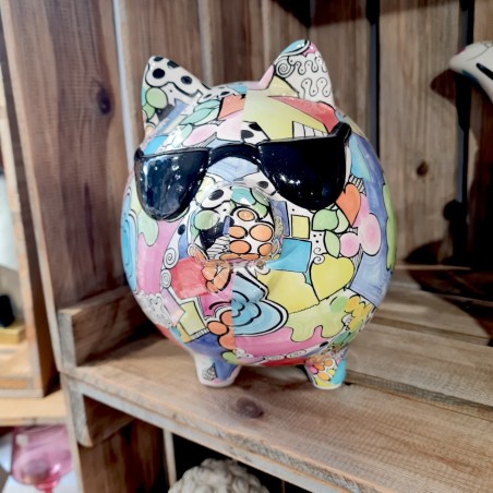 Grande Tirelire Pop Art en Céramique en forme de Cochon J LINE by JOLIPA