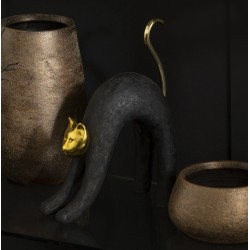 Figurine Chat Noir et Doré, Style Moderne en Résine J LINE by JOLIPA