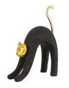 Figurine Chat Noir et Doré, Style Moderne en Résine J LINE by JOLIPA