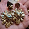 Grandes Boucles d'Oreilles Coeur Ex-Voto en Acier Doré BOHM