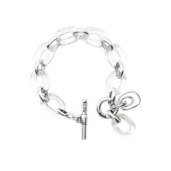 Bracelet  Vere Gala à Gros Maillons en Métal Argenté et Résine Incolore ATELIER BLOW BIJOUX