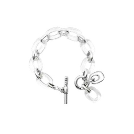 Bracelet  Vere Gala à Gros Maillons en Métal Argenté et Résine Incolore ATELIER BLOW BIJOUX