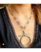 Collier Argenté Vere Lidia en Résine Transparente et Pendentif en Métal Argenté ATELIER BLOW BIJOUX