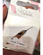 Pochette de 5 Lovely Tatoo Plume Dorée et Noire Tatouages Ephémères SIOOU