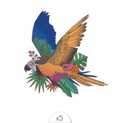 Pochette de 5 Lovely Tatoo Perroquet Coloré Tatouages Ephémères SIOOU