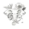 Pochette de 5 Lovely Tattoo Tête d'Eléphant  Fleurie Tatouages Ephémères SIOOU