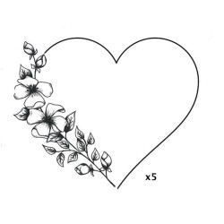 Pochette de 5 Lovely Tatoo Coeur Fleuri Tatouages Ephémères SIOOU