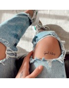 Pochette de 5 Lovely Tatoo Good Vibes en Lettres Cursives Tatouages Ephémères SIOOU