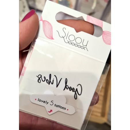 Pochette de 5 Lovely Tatoo Good Vibes en Lettres Cursives Tatouages Ephémères SIOOU