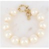 Bracelet en Grosses Perles Blanches sur Acier Doré IKITA