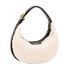 Sac Porte Epaule Forme Croissant Fourrure Teddy Chocolat ou Blanc Cassé DAVID JONES