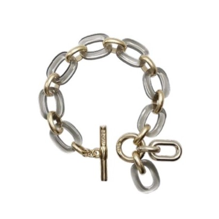 Bracelet Mada Kali en Métal Doré et Résine Gris Fumée ATELIER BLOW BIJOUX