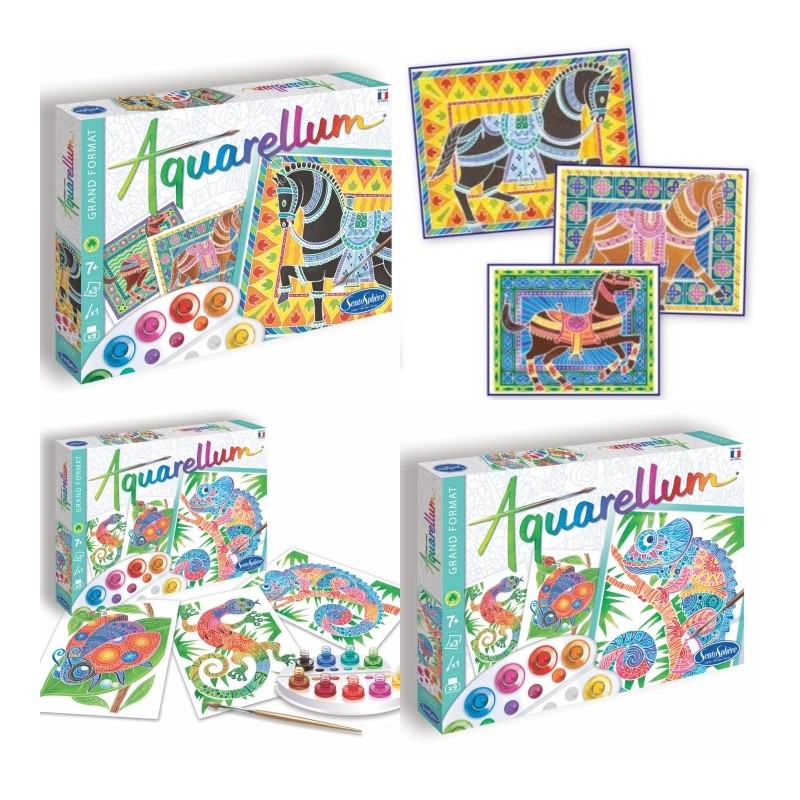 Aquarellum Grand Format Chevaux, Chimères ou Zentangle Reptiles 7 ans et plus SENTOSPHERE