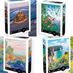 Puzzle 1000 pièces Etretat, Mont St Michel, Jardin Tropical ou Tableau H.E Cross SENTOSPHERE