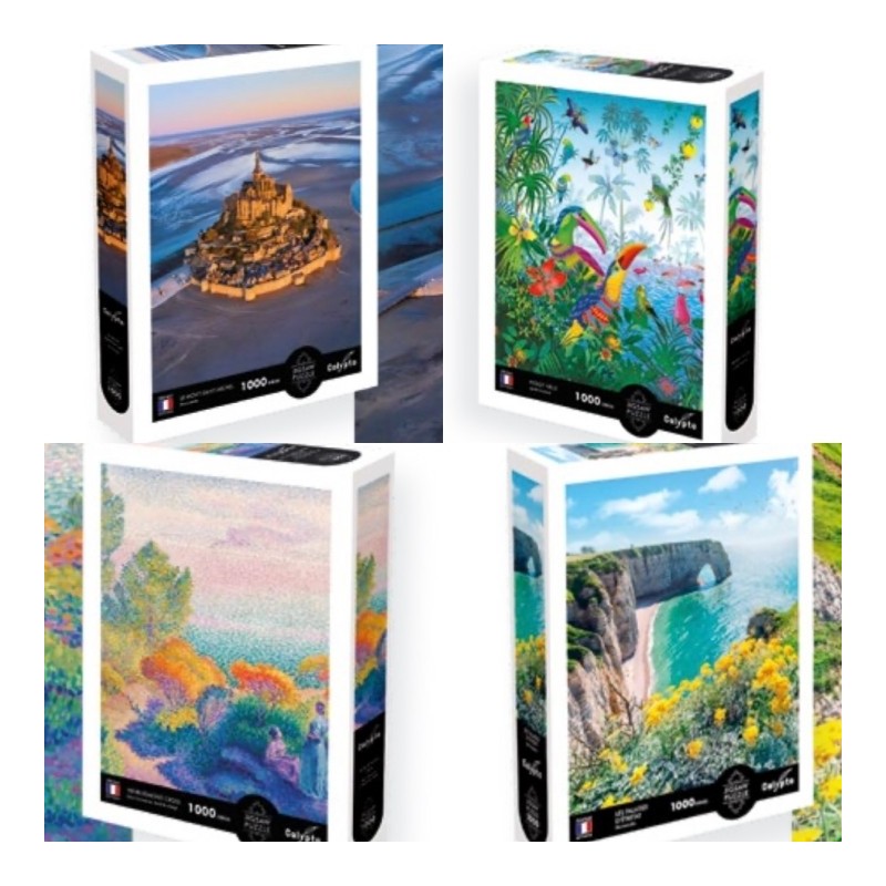 Puzzle 1000 pièces Etretat, Mont St Michel, Jardin Tropical ou Tableau H.E Cross SENTOSPHERE