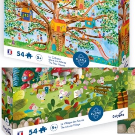 Puzzles 54 pièces, 5 ans + Le Village des Souris ou Cabane dans les Arbres SENTOSPHERE