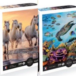 Puzzle 500 pièces (Pièces XL) Chevaux de Camargue ou Fonds Marins SENTOSPHERE