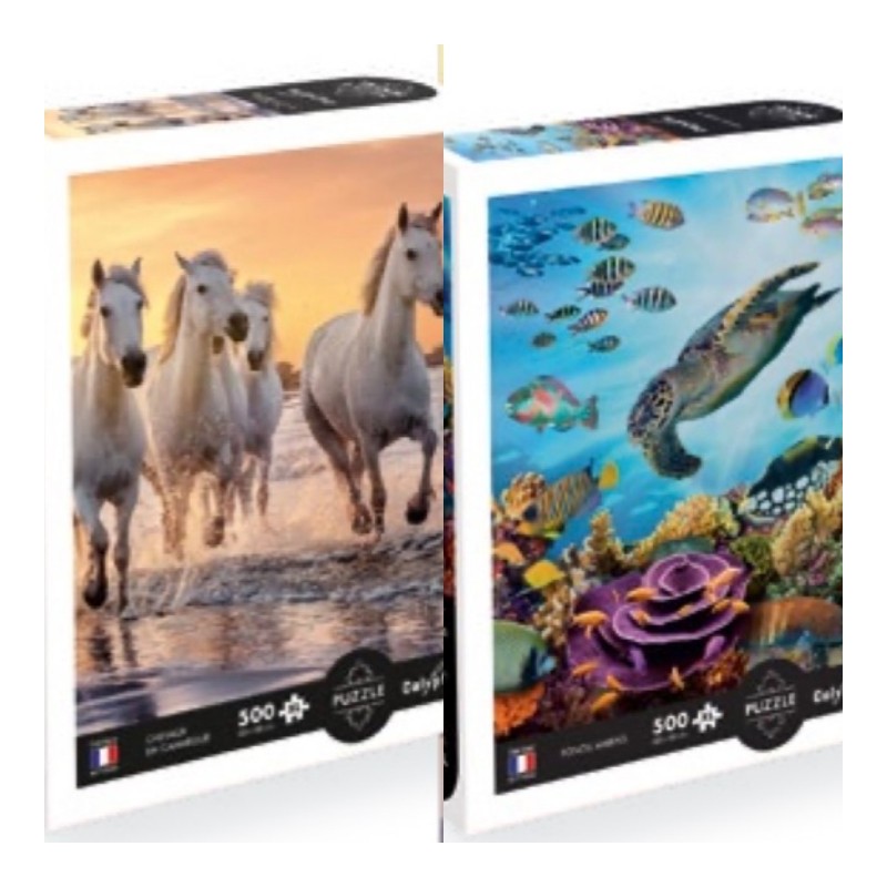 Puzzle 500 pièces (Pièces XL) Chevaux de Camargue ou Fonds Marins SENTOSPHERE