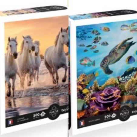 Puzzle 500 pièces (Pièces XL) Chevaux de Camargue ou Fonds Marins SENTOSPHERE