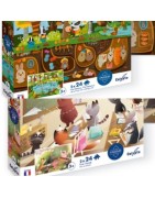 Puzzles 2 x 24 pièces, 3 ans + Vive l'Ecole, Ferme et Ville, Vie Dessus Vie Dessous SENTOSPHERE